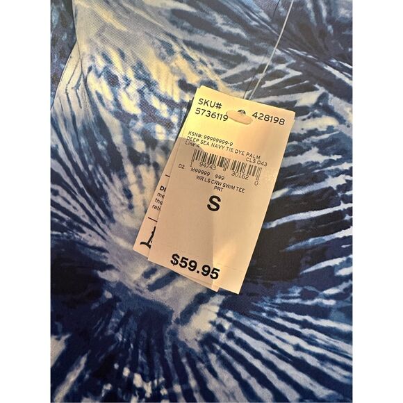 Lands End Blue and White Swim Rash Guard SPF 50 Size Small New - Picture 5 of 6